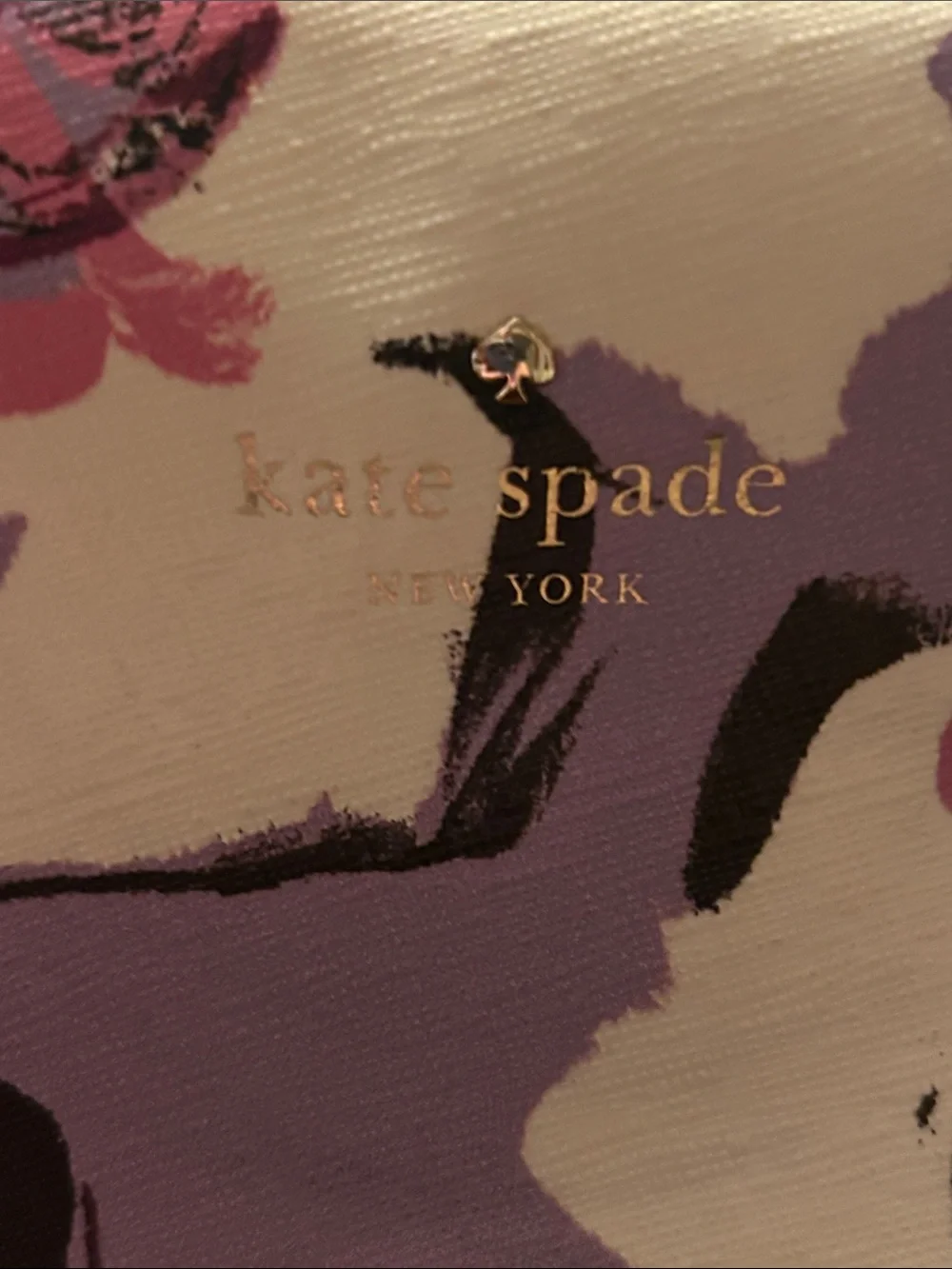 kate spade Lavender and Pink Floral Tote with Black Handles